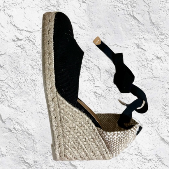 ✨NWT✨Castaner Black Lace Up Classic Organic Cotton Jute Wedge Espadrille Sandals - Picture 10 of 16